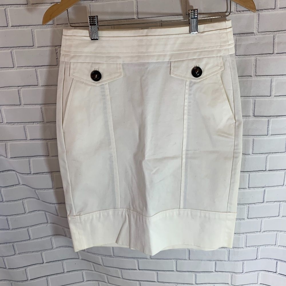 MNG By Mango White Side Pocket Pencil Skirt Sz 6